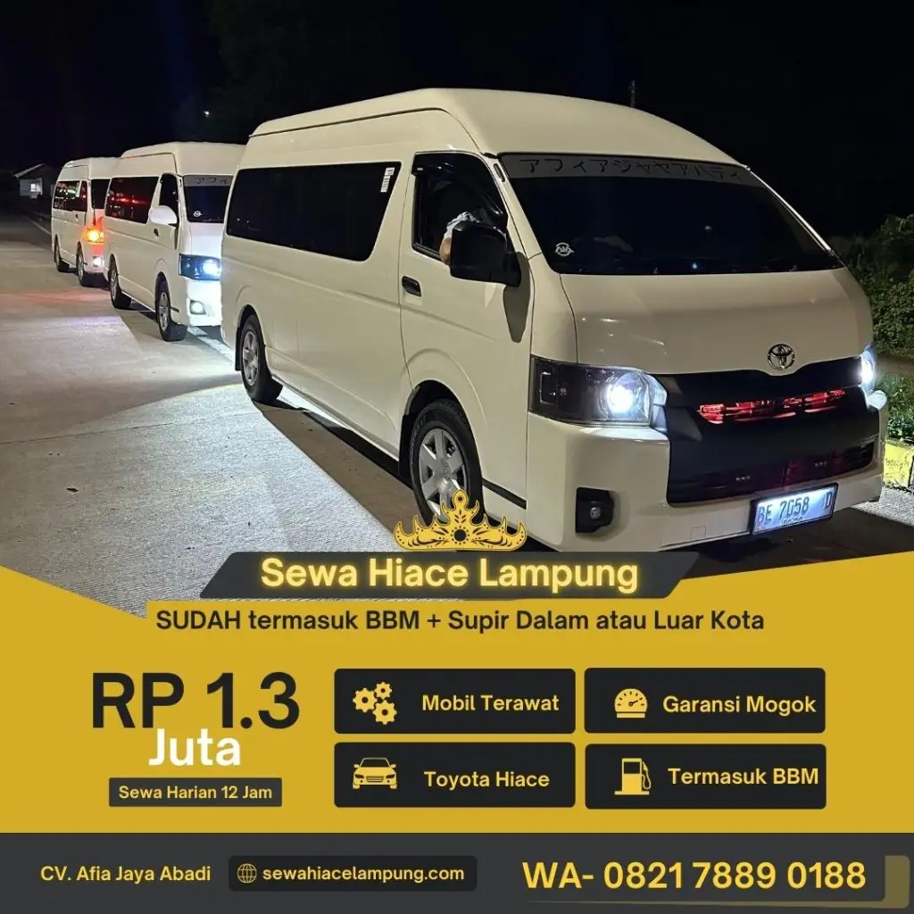 Sewa Mobil Toyota Hiace Bandar Lampung Paket Supir